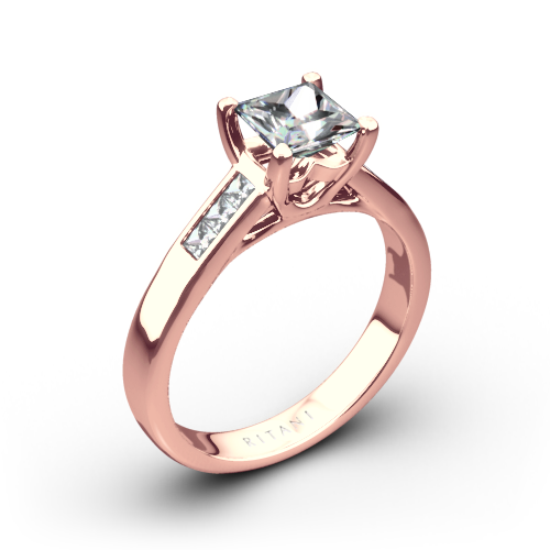 Ritani 1PCZ1193 Channel-Set Diamond Engagement Ring for Princess