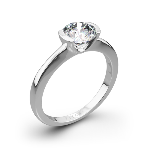 Ritani 1RZ1065 Semi Bezel-Set Solitaire Engagement Ring