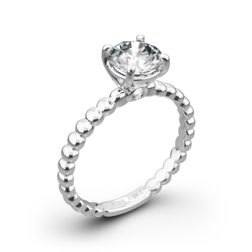 Ritani 1RZ1325 Surprise Diamond Beaded Solitaire Engagement Ring