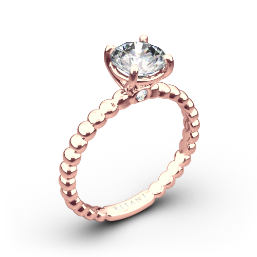 Ritani 1RZ1325 Surprise Diamond Beaded Solitaire Engagement Ring