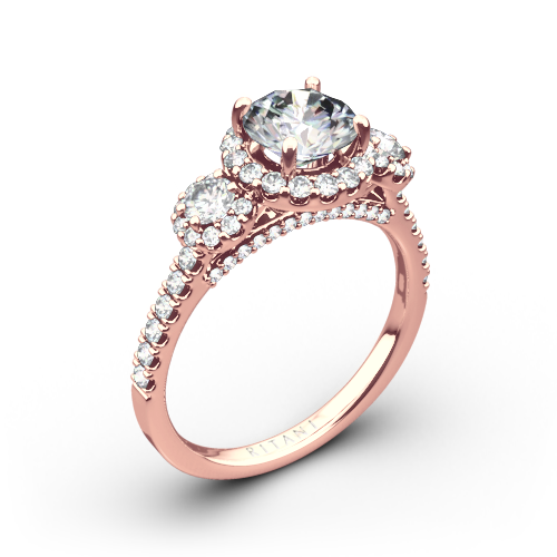 Ritani 1RZ1326 Halo Three Stone Engagement Ring