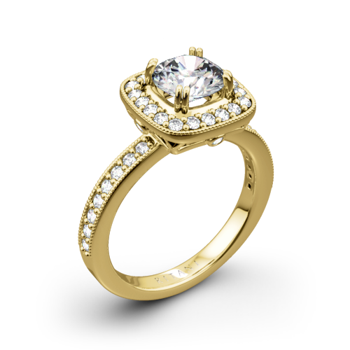 Ritani 1RZ1698 Vintage Cushion Halo Diamond Engagement Ring