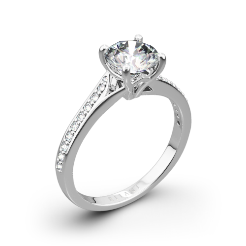 Ritani 1RZ2490 Modern Bypass Micropavé Diamond Engagement Ring