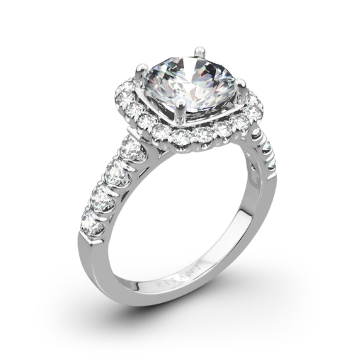 Ritani 1RZ2817 Masterwork Cushion Halo Diamond Engagement Ring