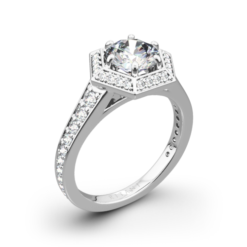 Ritani 1RZ3105 Vintage Hexagonal Halo Vaulted Diamond Engagement Ring