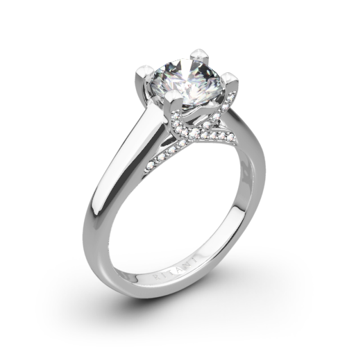 Ritani 1RZ3245 Pavé Tulip Solitaire Engagement Ring