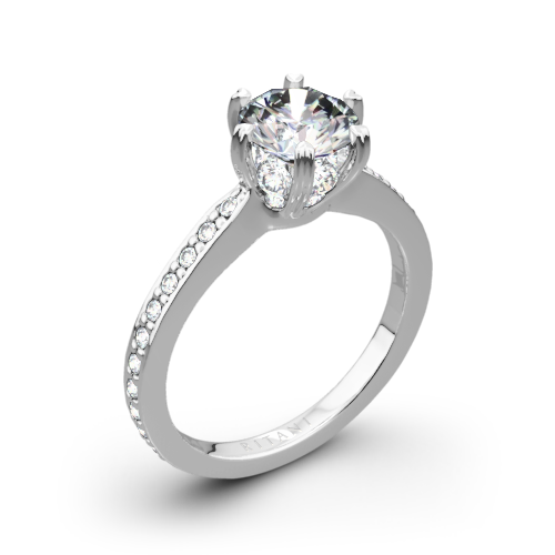 Ritani 1RZ3268 6 Prong Micropavé Diamond Engagement Ring