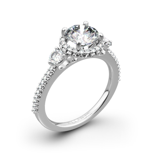 Ritani 1RZ3701 Halo Three Stone Engagement Ring