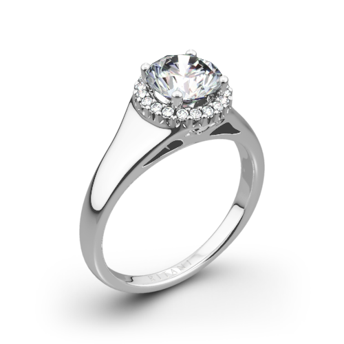 Ritani 1RZ3728 French-Set Halo Tapered Band Solitaire Engagement Ring