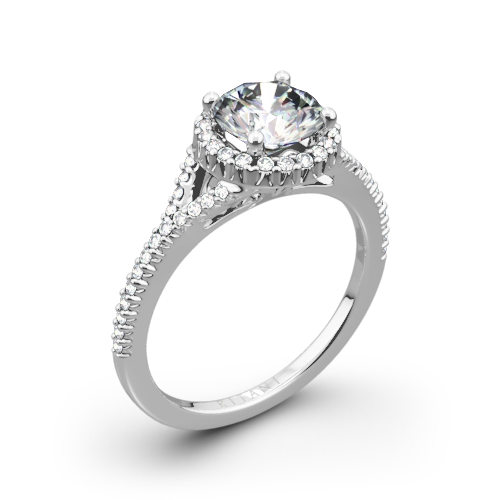 Ritani 1RZ3766 French-Set Halo Diamond V Diamond Engagement Ring