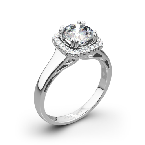 Ritani 1RZ3780 Cushion French-Set Halo Solitaire Engagement Ring