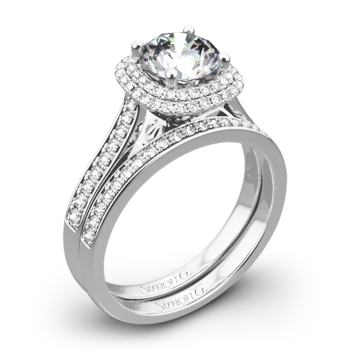 Simon G. MR2395 Passion Halo Diamond Wedding Set