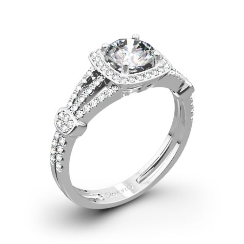 Simon G. TR418-D Delicate Halo Diamond Engagement Ring