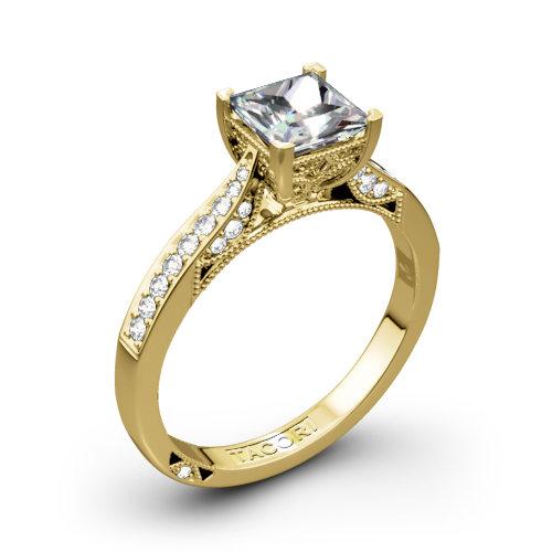 Tacori 2638PRP Dantela Crescent Motif Pave Diamond Engagement Ring for Princess