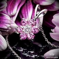 Flower Cluster Diamond and Pink Sapphire Pendant