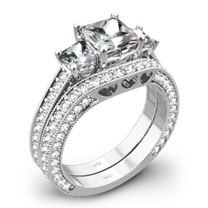 Clara Ashley Three Stone Wedding Set for Princess
