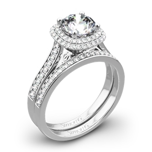 Simon G. MR2395 Passion Halo Diamond Wedding Set