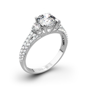Simon G. MR2208 Caviar Three Stone Engagement Ring