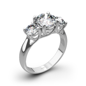 0.33 Carat 14k White Gold Three Stone Diamond Ring - Ladies Engagement Or Promise Ring