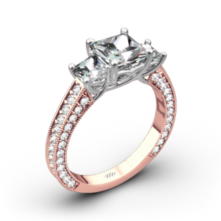 Clara Ashley Three Stone Engagement Ring for Princess