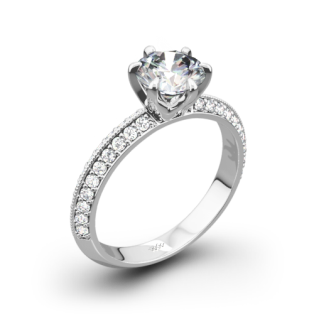 Knife-Edge Pave Diamond Engagement Ring