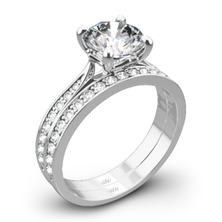 Legato Sleek Line Pave Diamond Wedding Set