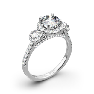 Ritani 1RZ1326 Halo Three Stone Engagement Ring