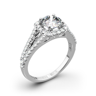 Ritani 1RZ1327 Cushion Halo V Diamond Engagement Ring