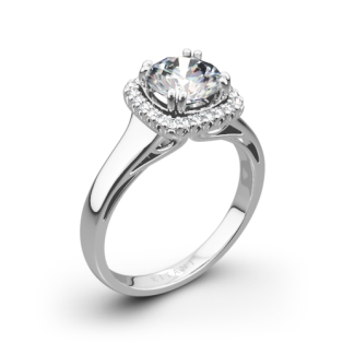 Ritani 1RZ3780 Cushion French-Set Halo Solitaire Engagement Ring