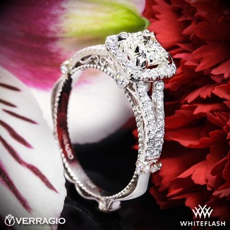 Verragio Parisian DL-107CU Pave Cushion Halo Diamond Engagement Ring