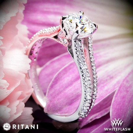 Ritani 1RZ2488 Double French-Set V Diamond Engagement Ring