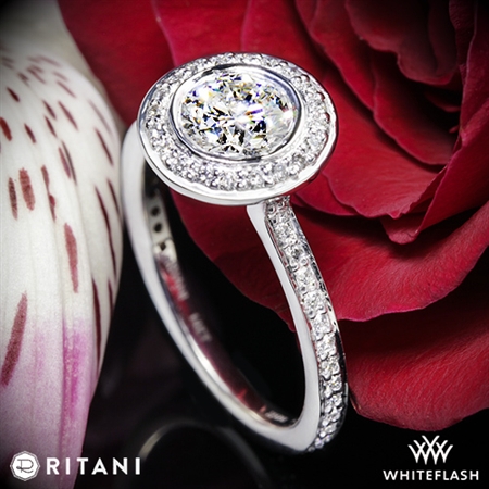 Ritani 1RZ1694 Vintage Halo Micropavé Halo Diamond Engagement Ring