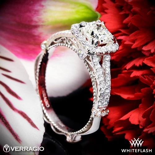 Verragio DL-107CU Pave Cushion Halo Diamond Engagement Ring