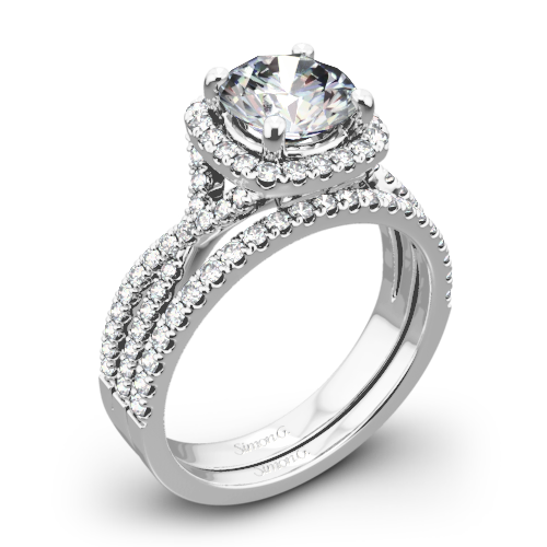 Simon G. NR468 Passion Halo Diamond Wedding Set