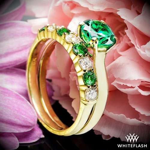 Emerald and Diamond Wedding Set