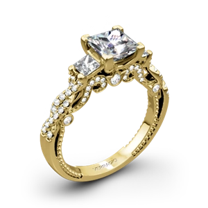 Verragio INS-7074P Beaded Braid Three Stone Engagement Ring for Princess