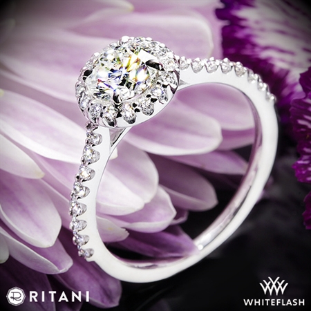 Ritani 1RZ1323 French-Set Halo Diamond Engagement Ring