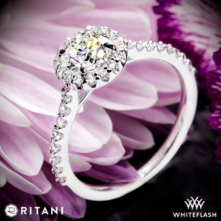 Ritani 1RZ1323 French-Set Halo Diamond Engagement Ring