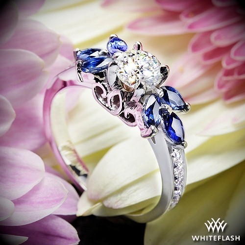 Custom Diamond and Sapphire Engagement Ring
