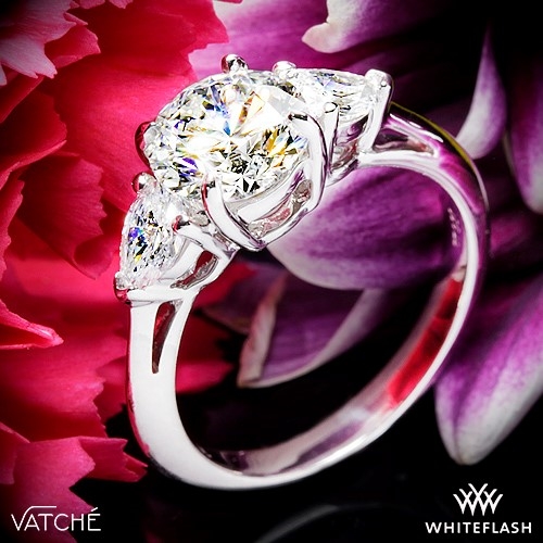 Vatche 310 Round and Pear Three Stone Engagement Ring