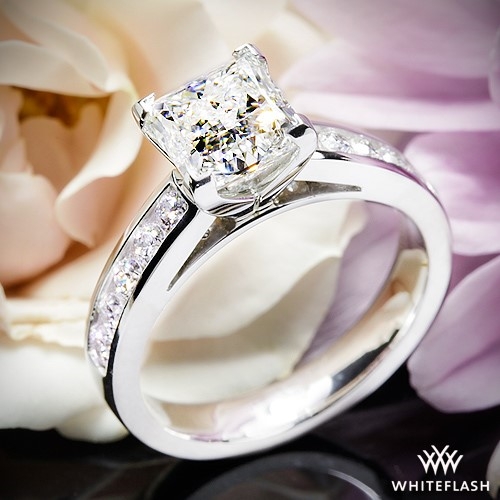 Cathedral Channel-Set Diamond Engagement Ring