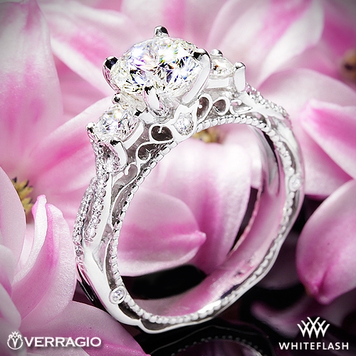 Verragio Beaded Twist 3 Stone Engagement Ring