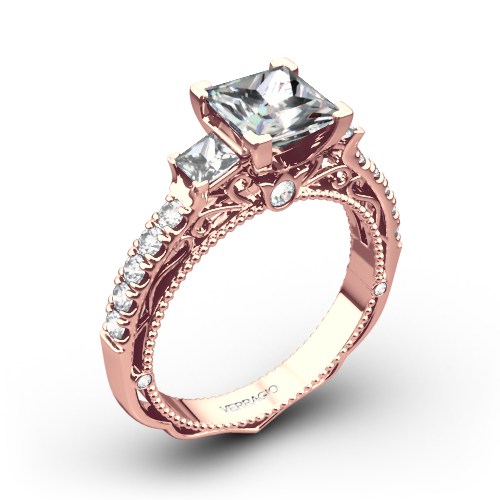 Verragio Venetian Lace AFN-5058P-4 Three Stone Engagement Ring for Princess