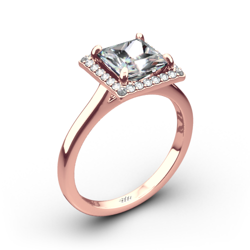 Princess Halo Solitaire Engagement Ring