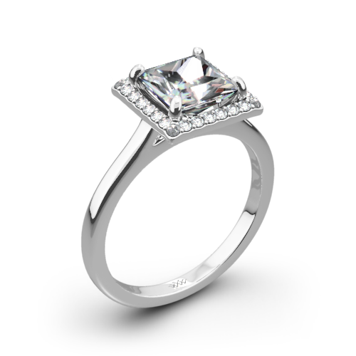 Princess Halo Solitaire Engagement Ring