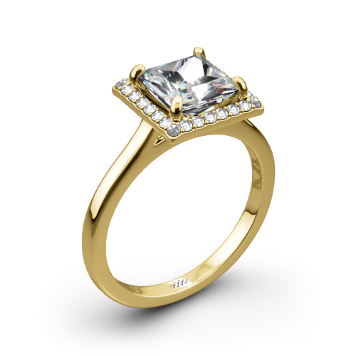 Princess Halo Solitaire Engagement Ring