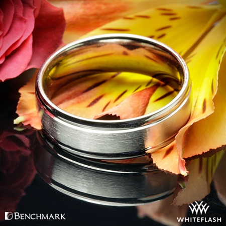 Benchmark Comfort Fit Wedding Ring with Spin Satin Finish