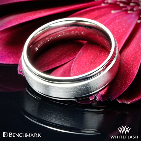 Benchmark Comfort Fit Wedding Ring with Spin Satin Finish