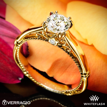 Verragio Parisian D-120 Split Claw 4 Prong with Rose Gold Shoulders Solitaire Engagement Ring