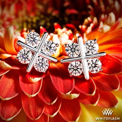 White Gold XO Diamond Earrings